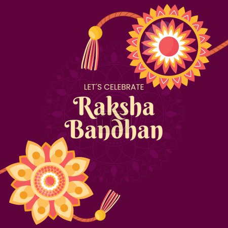 Illustration for Happy Raksha Bandhan Typographic Design Template. Rakhi festival greeting card. Indian brother and sister festival. Vector illustration. - Royalty Free Image