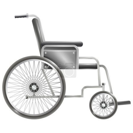 Illustration for Monochrome wheelchair in the hospital. Vector illustration isolated on white background. Cartoon flat style object. Design for sign, medical service, hospital, icon. - Royalty Free Image