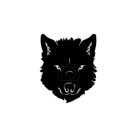 Illustration for Wolf logo silhouettes isolated on white background. Business logo, sticker, print or tattoo design vector illustration. Pagan totem, wiccan familiar spirit art. Vector illustration. - Royalty Free Image