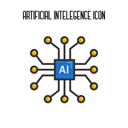 Illustration for Tech icon, AI chip technological brain, Artificial intelligence, Simple flat design symbol, Isolated on white background, Vector illustration - Royalty Free Image