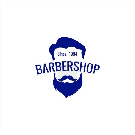 Illustration for Vintage barbershop emblem, label, badge, logo. Layered. Text is on separate layer. Isolated on white background. Vector Illustration. - Royalty Free Image
