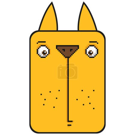 Illustration for Cute funny cat face. Pixelated cartoon vector illustration for tshirt, website, print, clip art, poster and print on demand merchandise. - Royalty Free Image
