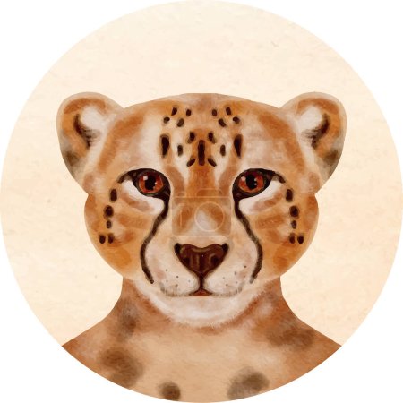 Illustration for Cheetah head in vintage watercolor sketch style. Vector illustration for tshirt, website, print, clip art, logo, icon, poster and print on demand merchandise. - Royalty Free Image