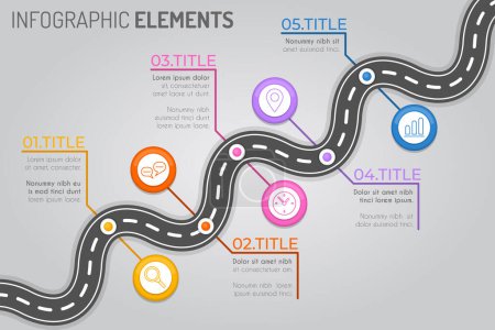 Illustration for Infographic workflow design template with roadmap. Vector business template for presentation. Creative concept for infographics. - Royalty Free Image