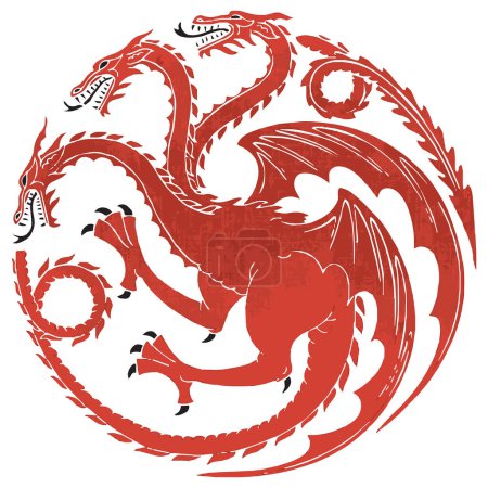 Illustration for Azhdaya, three headed hydra dragon. Vector illustration for tshirt, website, print, clip art, poster and print on demand merchandise. - Royalty Free Image