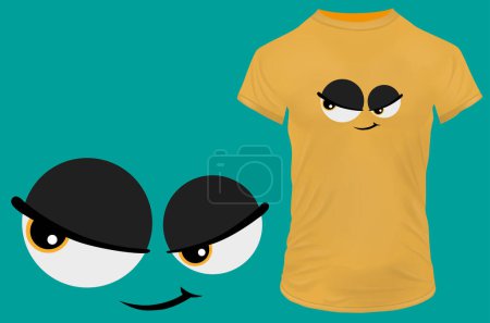 Illustration for Cute flirty smiling face. Emoji, smiley, emoticon. Vector illustration for tshirt, website, print, clip art, poster and print on demand merchandise. - Royalty Free Image