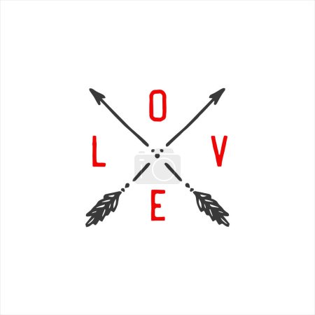 Illustration for Love typography with arrows. Vector illustration for tshirt, website, print, clip art, poster and print on demand merchandise. - Royalty Free Image