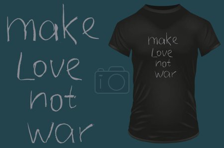 Illustration for Make love not war. Funny cute love quote. Vector illustration for tshirt, website, print, clip art, poster and print on demand merchandise. - Royalty Free Image