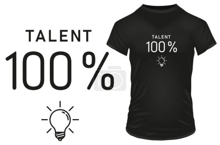 Illustration for Silhouette of a quote talent 100%. Vector illustration for tshirt, website, print, clip art, poster and print on demand merchandise. - Royalty Free Image