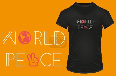 Illustration for World peace. Slogan typography with signs or symbols. Vector illustration for tshirt, website, print, clip art, poster and print on demand merchandise. - Royalty Free Image