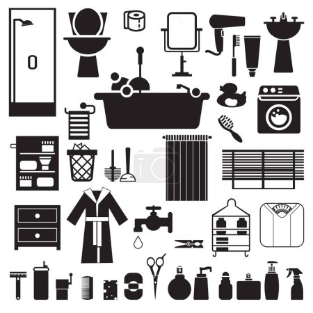 Illustration for Bathroom and home icons - Royalty Free Image