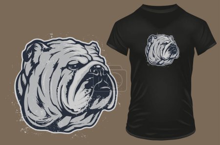 Téléchargez les illustrations : T-shirt design avec chien taureau - en licence libre de droit