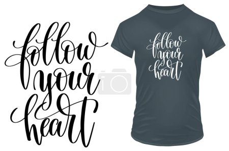 Illustration for Follow your heart - hand drawn lettering. vector illustration - Royalty Free Image