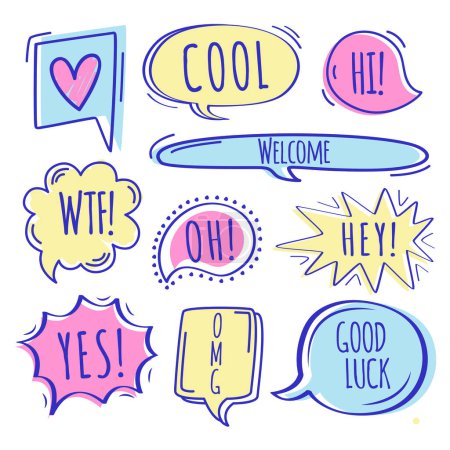 Ilustración de Ilustración vectorial de burbujas de discurso de saludo - Imagen libre de derechos