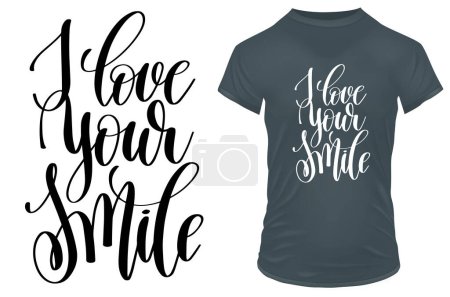 Illustration for Vector illustration of i love your smile print - Royalty Free Image