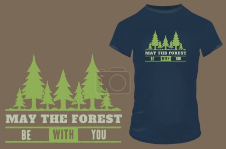 Téléchargez les illustrations : T-shirt design avec devis mai la forêt - en licence libre de droit