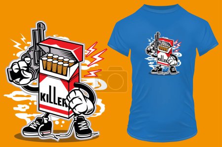 Téléchargez les illustrations : T-shirt design avec citation fumer tue - en licence libre de droit