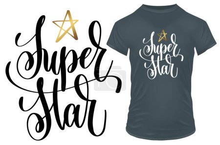 Illustration for T-shirt design with quote superstar - Royalty Free Image