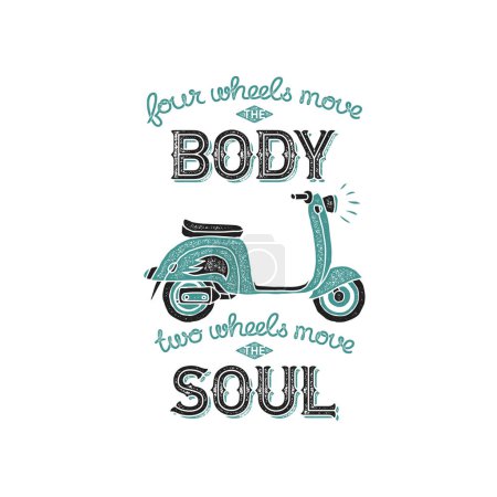 Illustration for Four wheels move quote stylish banner, vector illustration - Royalty Free Image