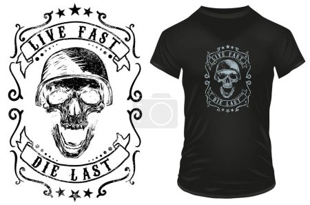 Illustration for Live fast quote t-shirt design, vector illustration - Royalty Free Image