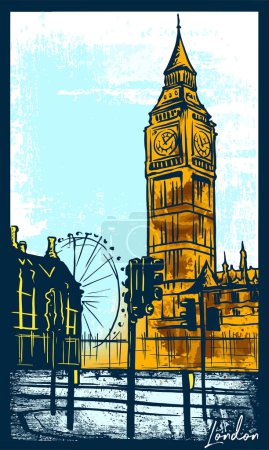 Illustration for London stylish banner, vector illustration - Royalty Free Image