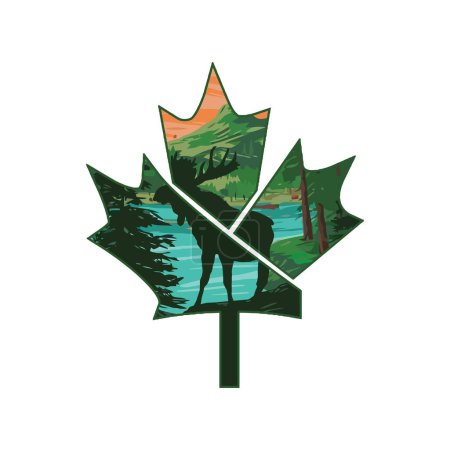 Illustration for Moose leaf stylish banner, vector illustration - Royalty Free Image