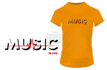 Téléchargez les illustrations : Musique est la vie citation t-shirt design, illustration vectorielle - en licence libre de droit
