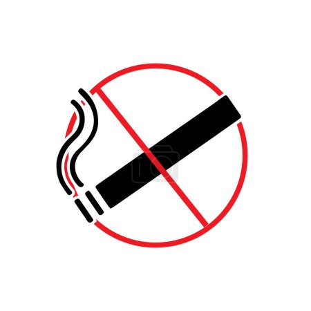 Téléchargez les illustrations : Panneau non fumeur sur fond blanc illustration vectorielle - en licence libre de droit