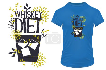 Illustration for Whiskey diet quote t-shirt design, vector illustration - Royalty Free Image