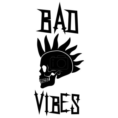 Illustration for Bad vibes. Funny inspirational motivational quote. Vector illustration for tshirt, website, print, clip art, poster and print on demand merchandise. - Royalty Free Image