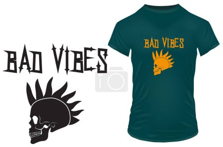 Illustration for Bad vibes. Funny inspirational motivational quote. Vector illustration for tshirt, website, print, clip art, poster and print on demand merchandise. - Royalty Free Image