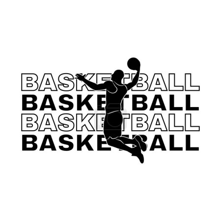 Illustration for Silhouette of a basketball player. Sports inspirational motivational vector illustration for tshirt, website, print, clip art, poster and print on demand merchandise. - Royalty Free Image
