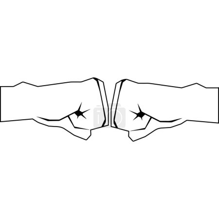 Illustration for African and American men making fist bump on white background. Vector illustration. Bumping fists together. Gesture of teamwork, partnership, friendship, confrontation and competition. - Royalty Free Image