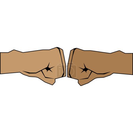 Illustration for African and American men making fist bump on white background. Vector illustration. Bumping fists together. Gesture of teamwork, partnership, friendship, confrontation and competition. - Royalty Free Image