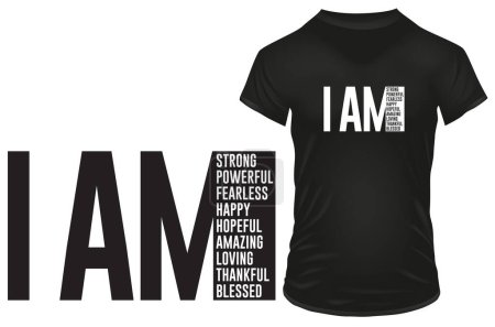 Illustration for I am strong, powerful, fearless, happy, hopeful, amazing, loving, thankful, blessed. Quote vector illustration for tshirt, website, print, clip art, poster and print on demand merchandise. - Royalty Free Image