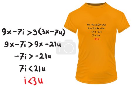 Illustration for Mathematical equation proving I love you. Funny vector illustration for tshirt, website, print, clip art, poster and print on demand merchandise. - Royalty Free Image
