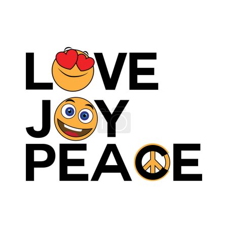 Illustration for Love, joy, peace. Inspirational motivational quote and sloganVector illustration for tshirt, website, print, clip art, poster and print on demand merchandise. - Royalty Free Image