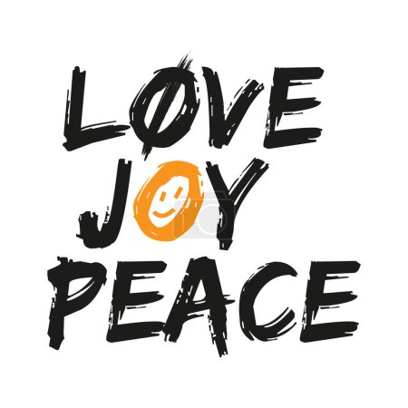 Illustration for Love, joy, peace. Inspirational motivational quote and sloganVector illustration for tshirt, website, print, clip art, poster and print on demand merchandise. - Royalty Free Image
