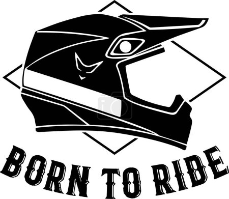 Illustration for Silhouette of a bike helmet with a quote no bike no life, born to ride. Vector illustration for tshirt, website, print, clip art, poster and print on demand merchandise. - Royalty Free Image