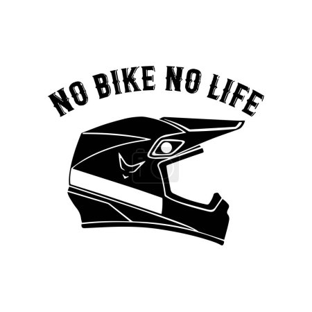 Illustration for Silhouette of a bike helmet with a quote no bike no life, born to ride. Vector illustration for tshirt, website, print, clip art, poster and print on demand merchandise. - Royalty Free Image