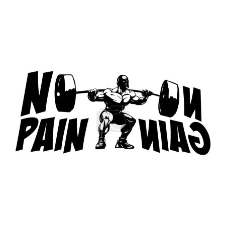 Illustration for No pain, no gain. Inspirational motivational quote. Vector illustration for tshirt, website, print, clip art, poster and print on demand merchandise. - Royalty Free Image