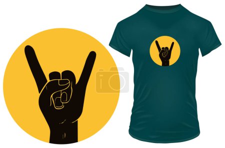 Illustration for Silhouette of hand gesture of rock and roll sign. Vector illustration for tshirt, website, print, clip art, poster and print on demand merchandise. - Royalty Free Image