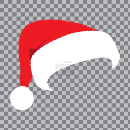 Illustration for Santa Claus hat isolated on transparent background. Realistic set of red santa hats. New Year red hat. Vector illustration. - Royalty Free Image