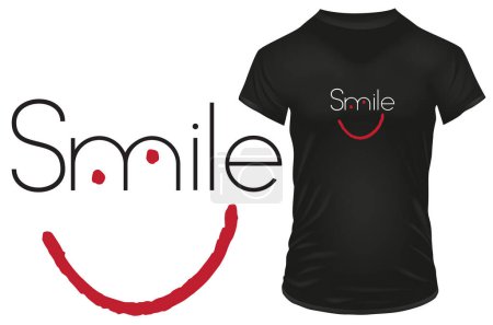 Illustration for Cute funny smiley with a word smile. Vector illustration for tshirt, website, print, clip art, poster and print on demand merchandise. - Royalty Free Image