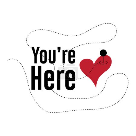 Illustration for You're here. Funny Vector illustration for tshirt, website, print, clip art, poster and print on demand merchandise. - Royalty Free Image