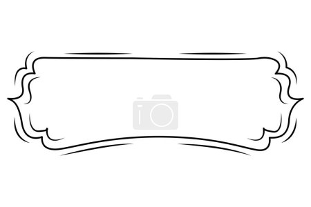 Illustration for Empty vintage hand drawn banner for title. Black color label in engraving style sketch. Sticker vector illustration isolated in white background. - Royalty Free Image