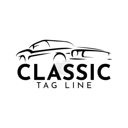 Illustration for Luxury classic car logo emblem. Auto sports garage badge icon. Motor vehicle dealership symbol. Automotive showroom sign. Vector illustration. - Royalty Free Image