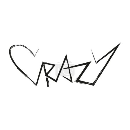 Illustration for Word Crazy in brush stroke style. Funny vector illustration for tshirt, website, print, clip art, poster and print on demand merchandise. - Royalty Free Image