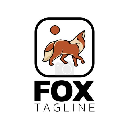 Illustration for Fox logo design. Orange abstract and luxury icon. Classic round dog monogram for company. Icon, sign, branding, symbolic vector illustration isolated on white background. - Royalty Free Image