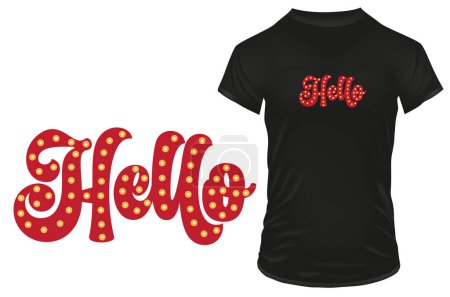 Illustration for Hello in vintage retro style. Vector illustration for tshirt, website, print, clip art, poster and print on demand merchandise. - Royalty Free Image